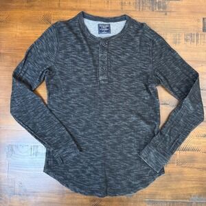 Abercrombie & Fitch Henley Shirt Long Sleeve Casual Top Heathered‎ Black S